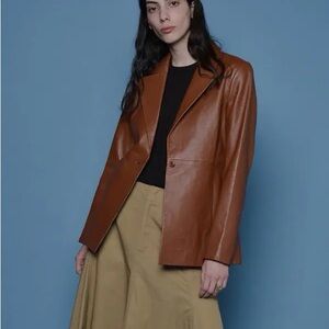 VEDA X Ref Bowery Leather Blazer Cognac S